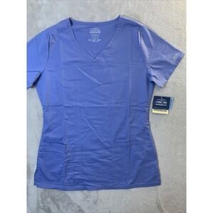 Cherokee Authentic New Women Scrub Top Ciel Blue XS Core Stretch 3 Pockets